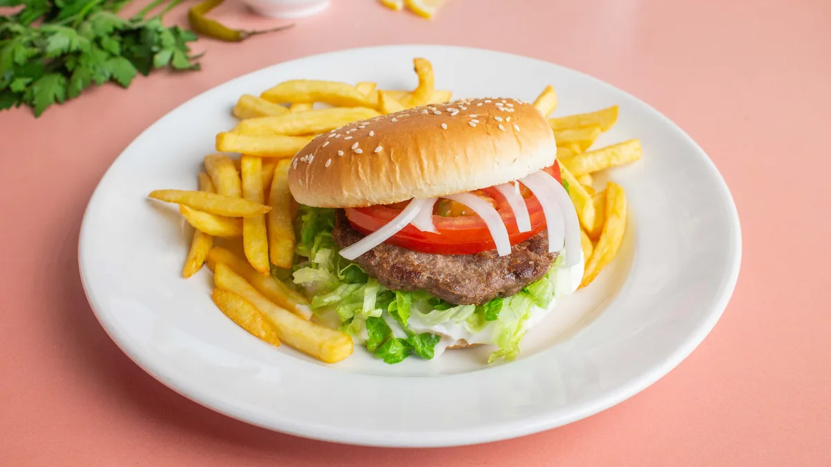 Beef Burger and Chips