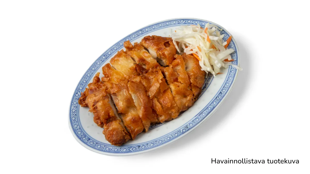 Friteerattua kanaa / porsas ja  ranskalaiset (L)