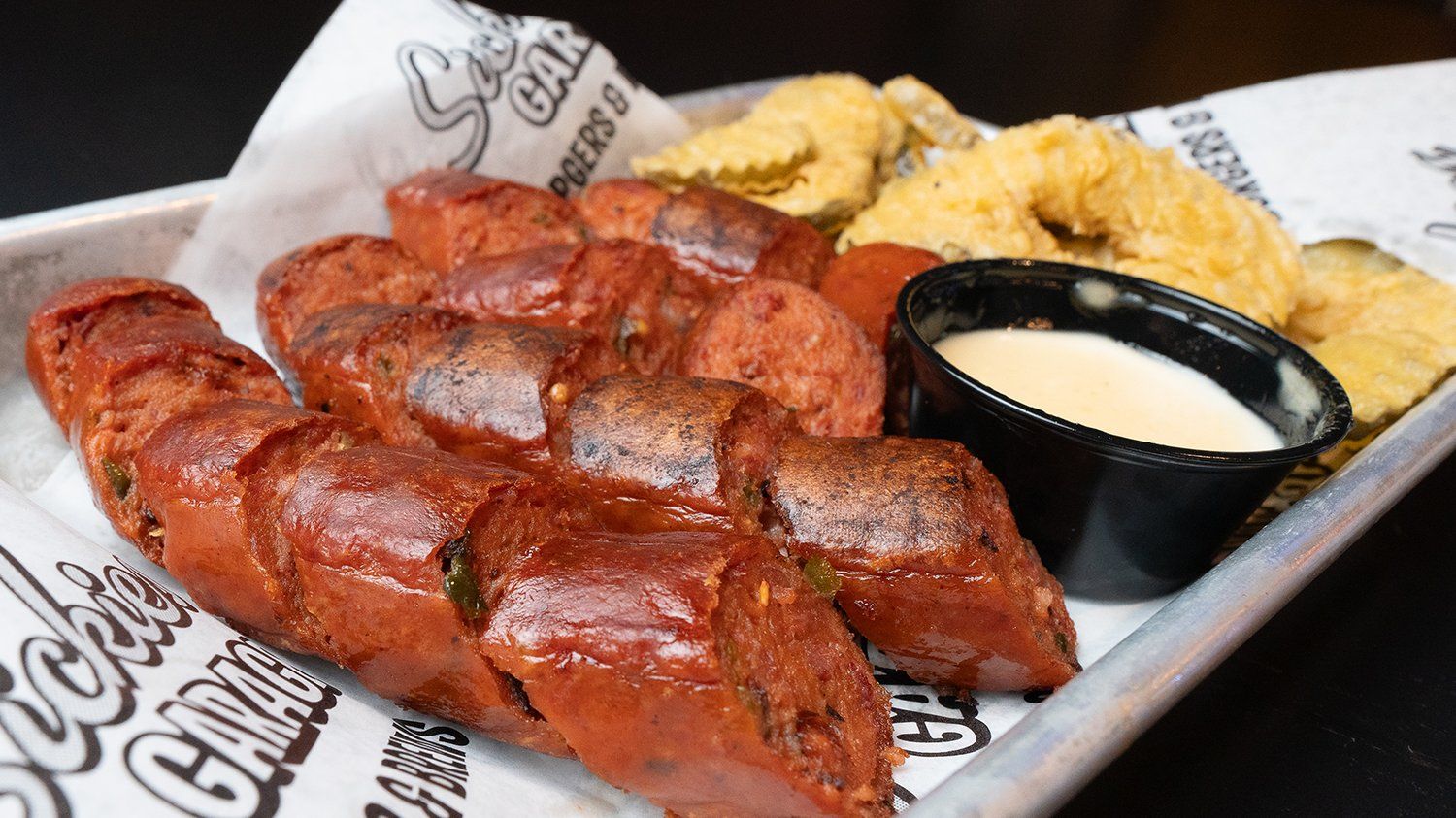 Brisket Sausage and Fried Pickles