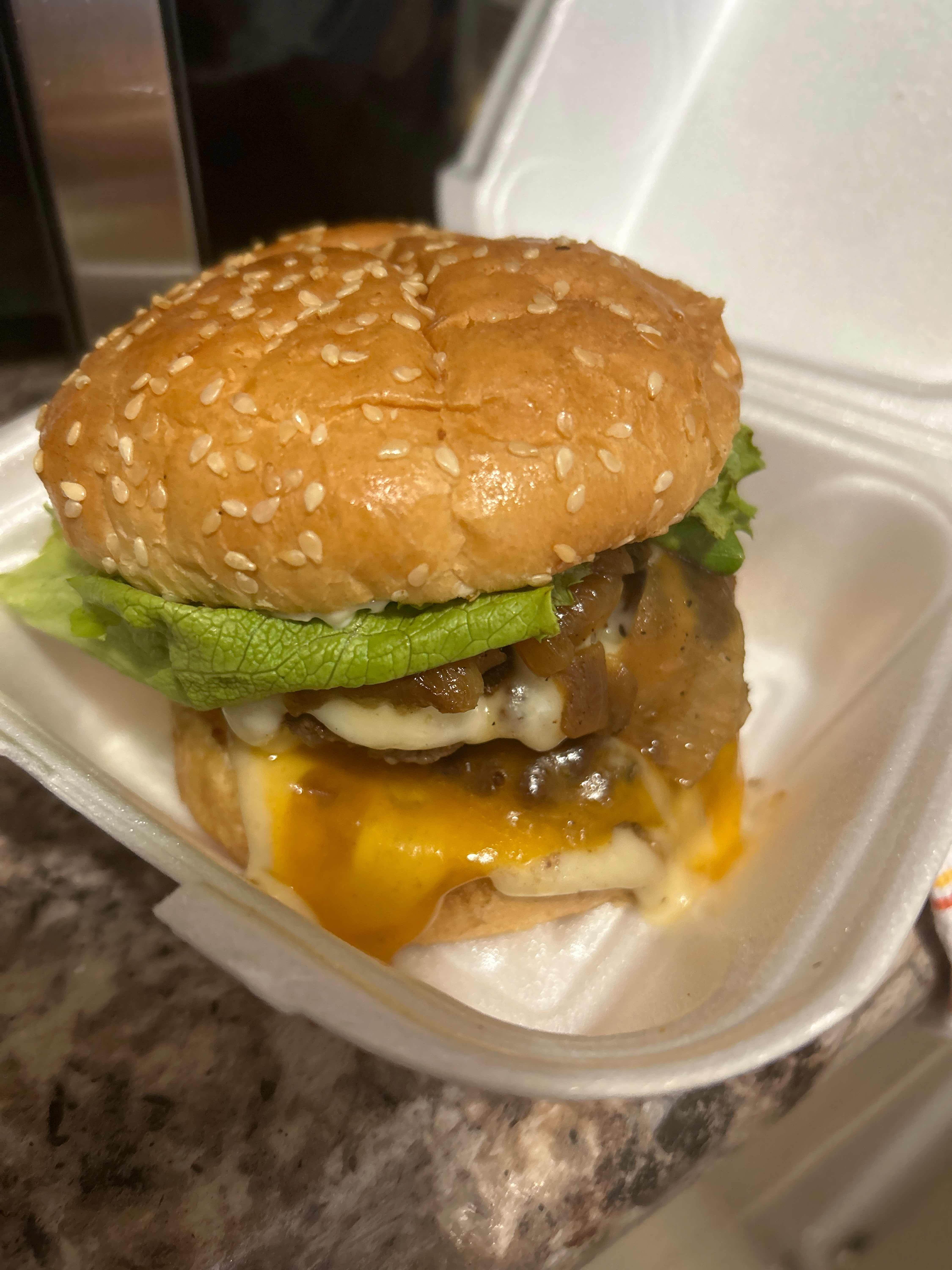 Amtrak Double Decker Cheeseburger