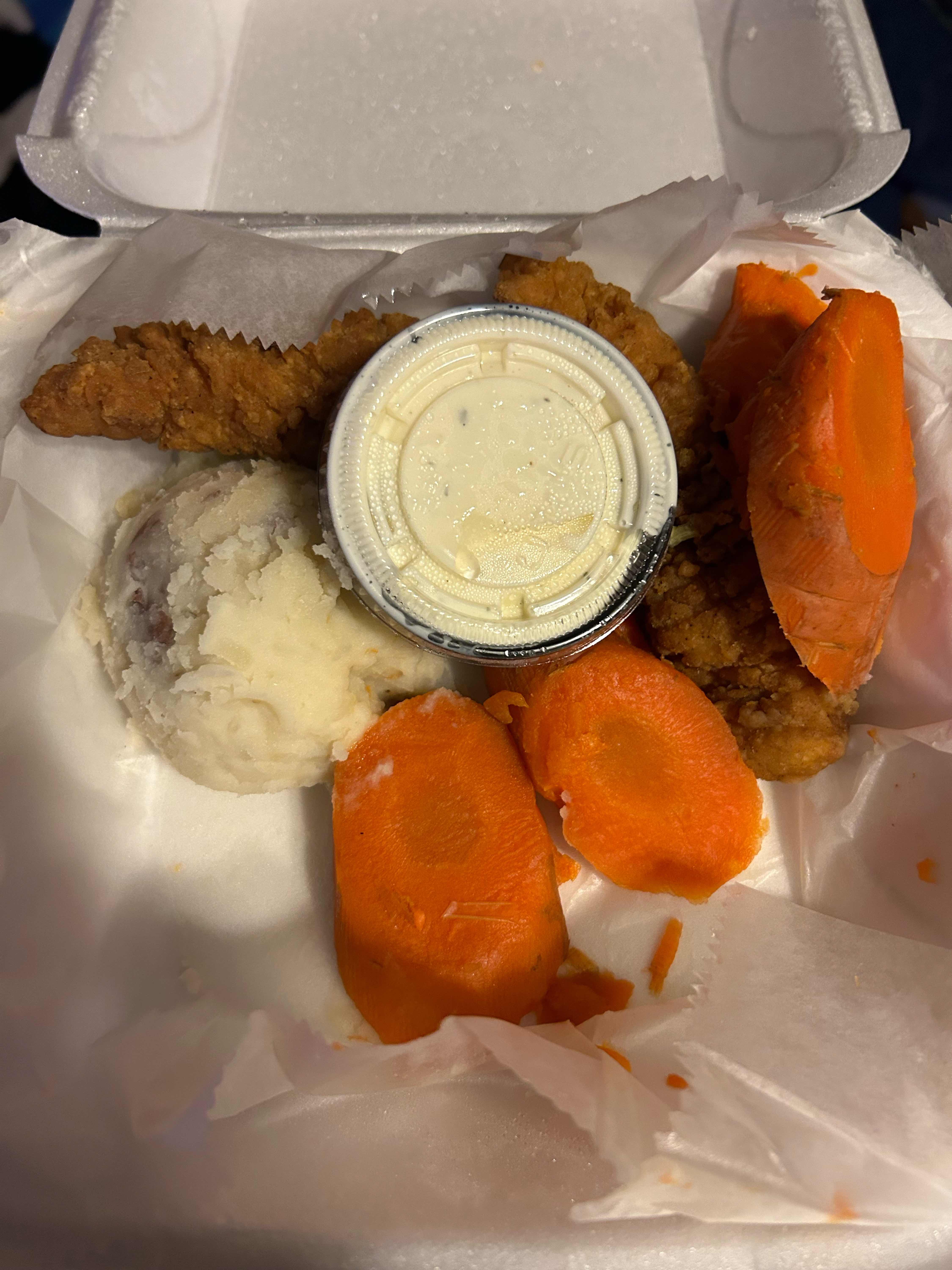 Kids Chicken Finger with Mashers and Carrots