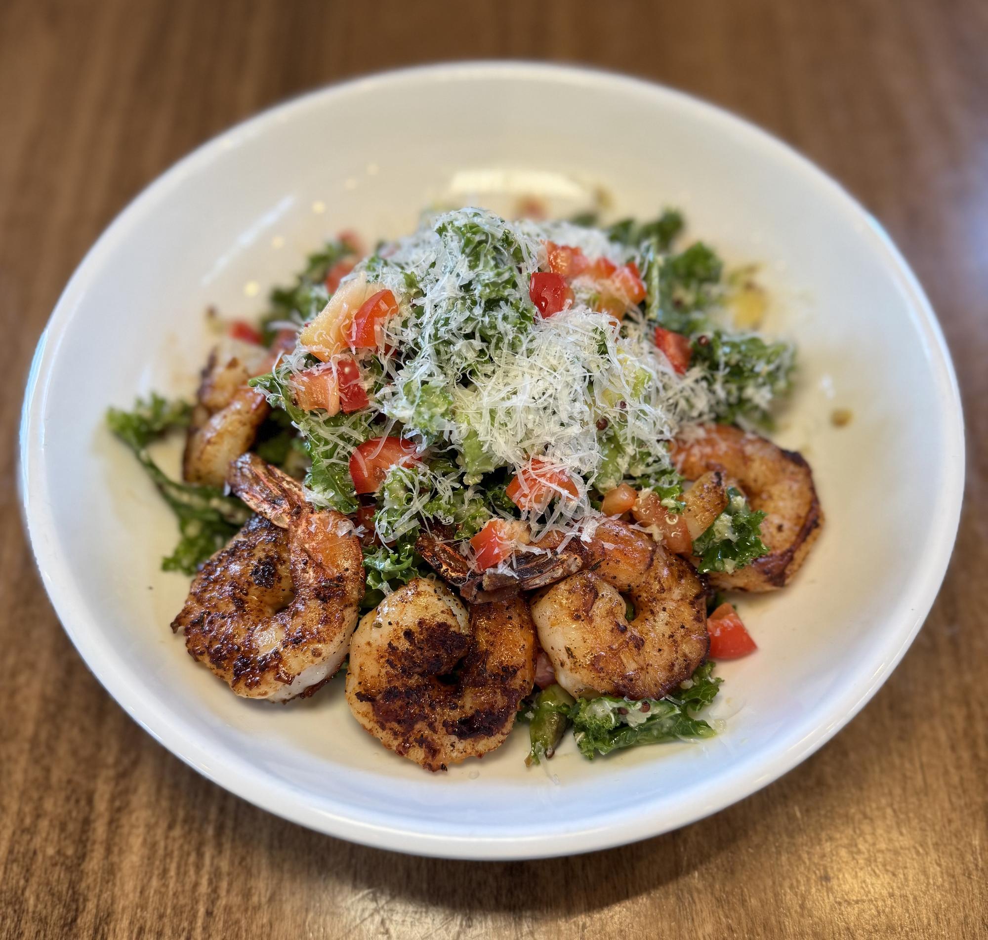 Blackened Shrimp Kale and Quinoa Salad