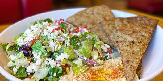 Lemony Hummus Greek Salad Bowl