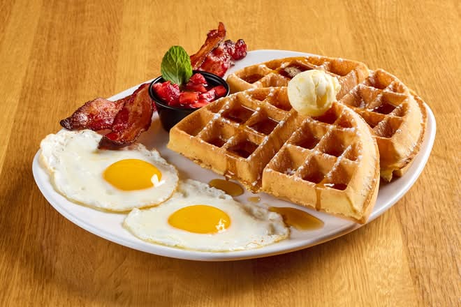 Belgian Waffle and Eggs