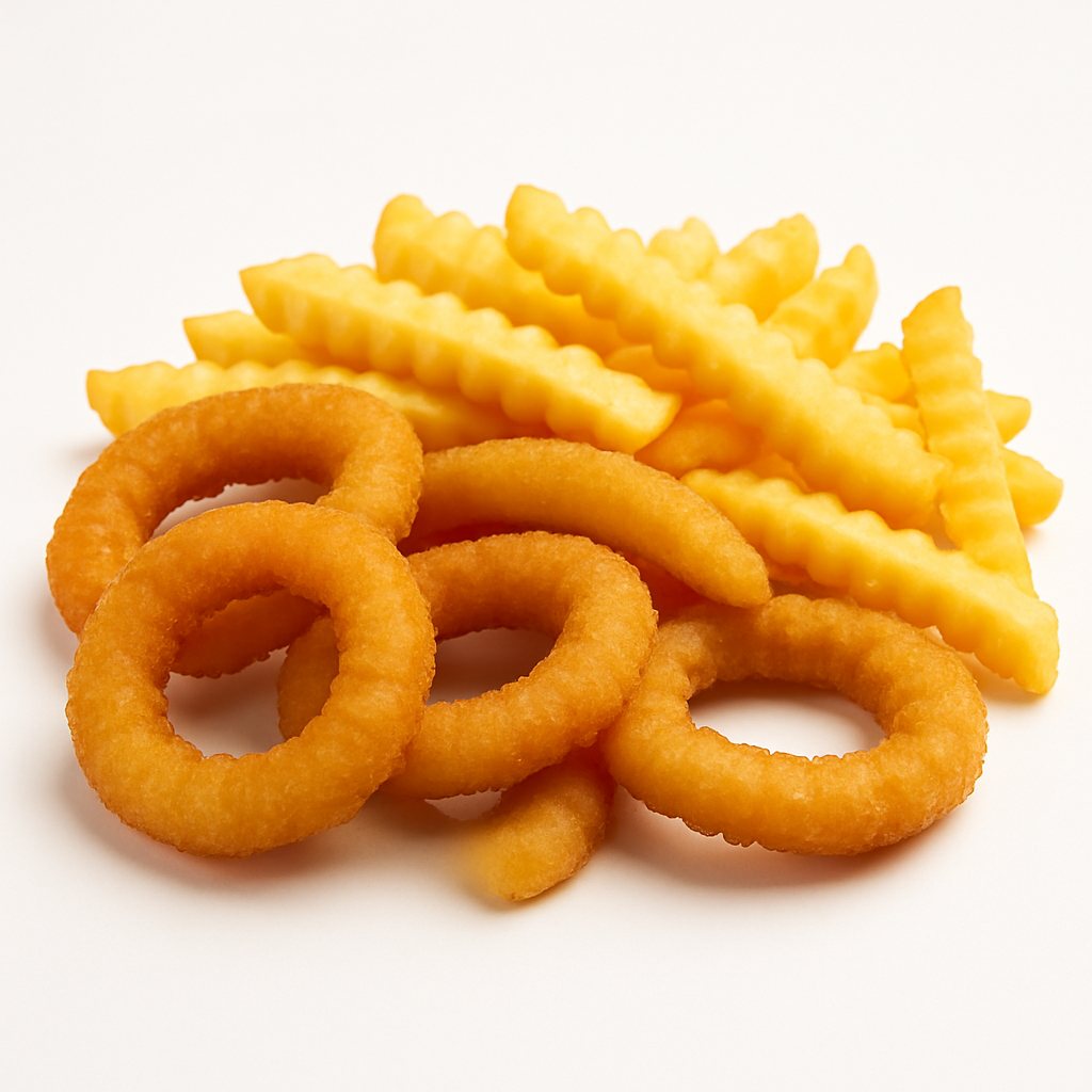 Mix de Aneis de Cebola e Fritas Crinkle