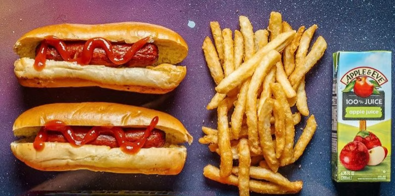 Hotdog, Fries, Juice box and prize
