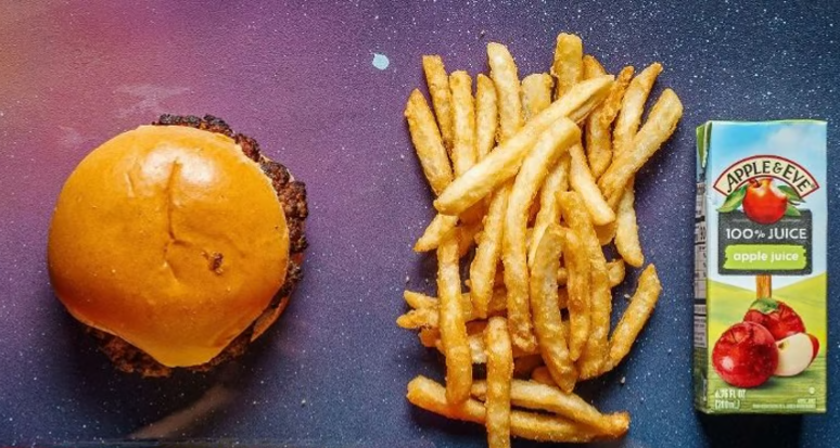 Smash burger, Fries, Juice box and prize