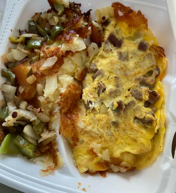 Sausage, Cheddar and Onion Omelette