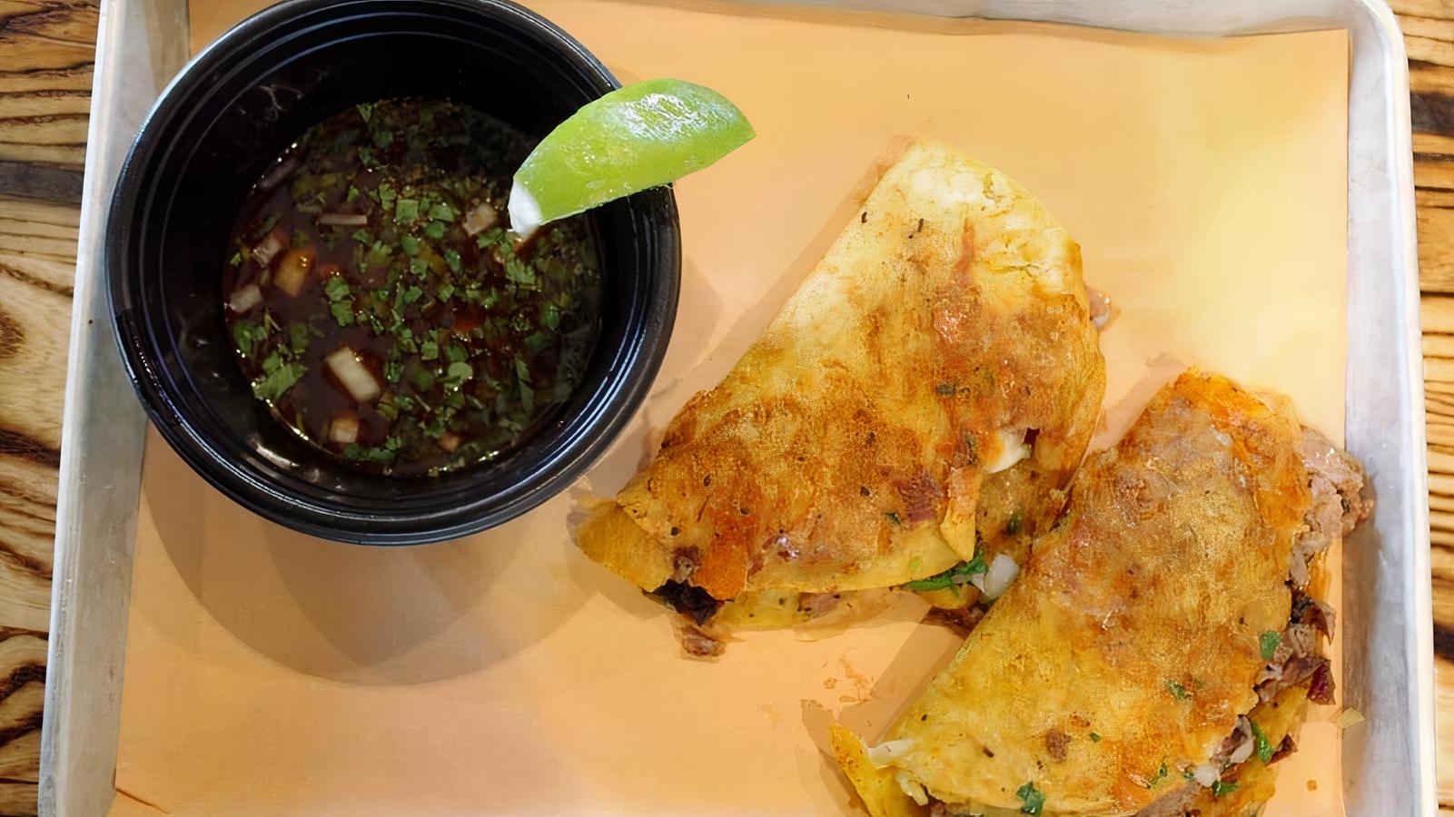 Quesa-Birria Brisket Tacos