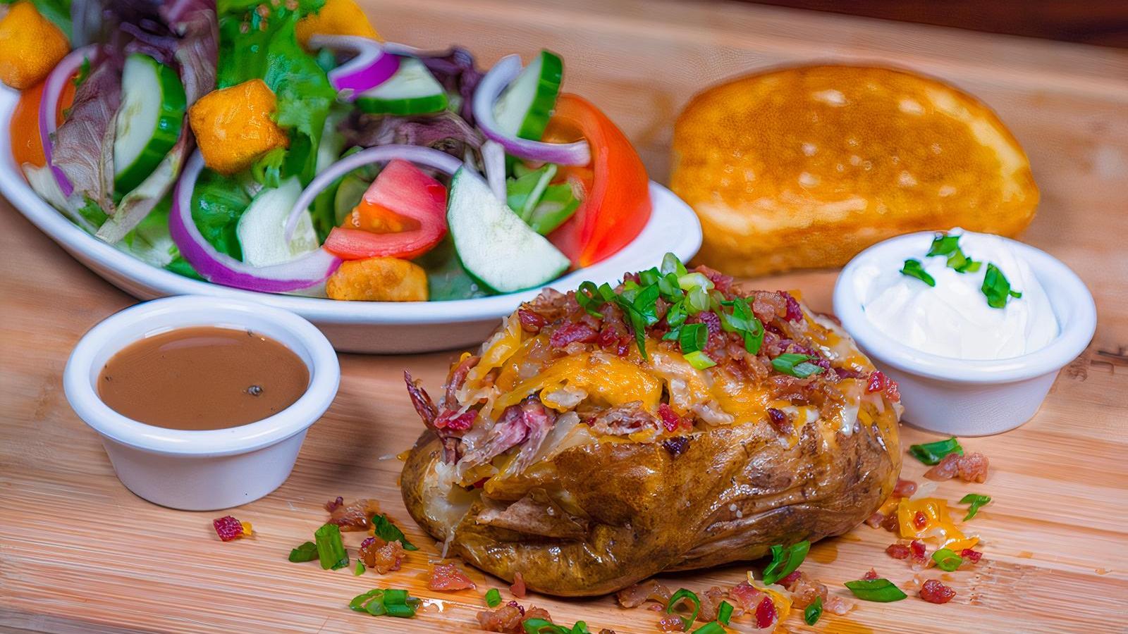 Stacked Baked Potato and Salad