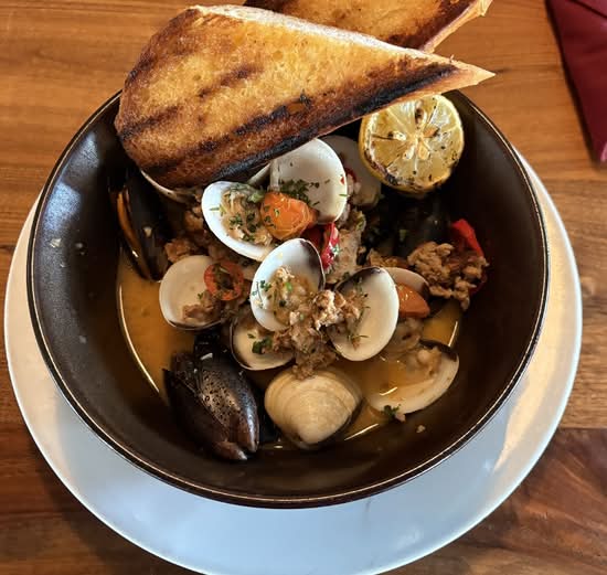 Chorizo Mussels and Clams
