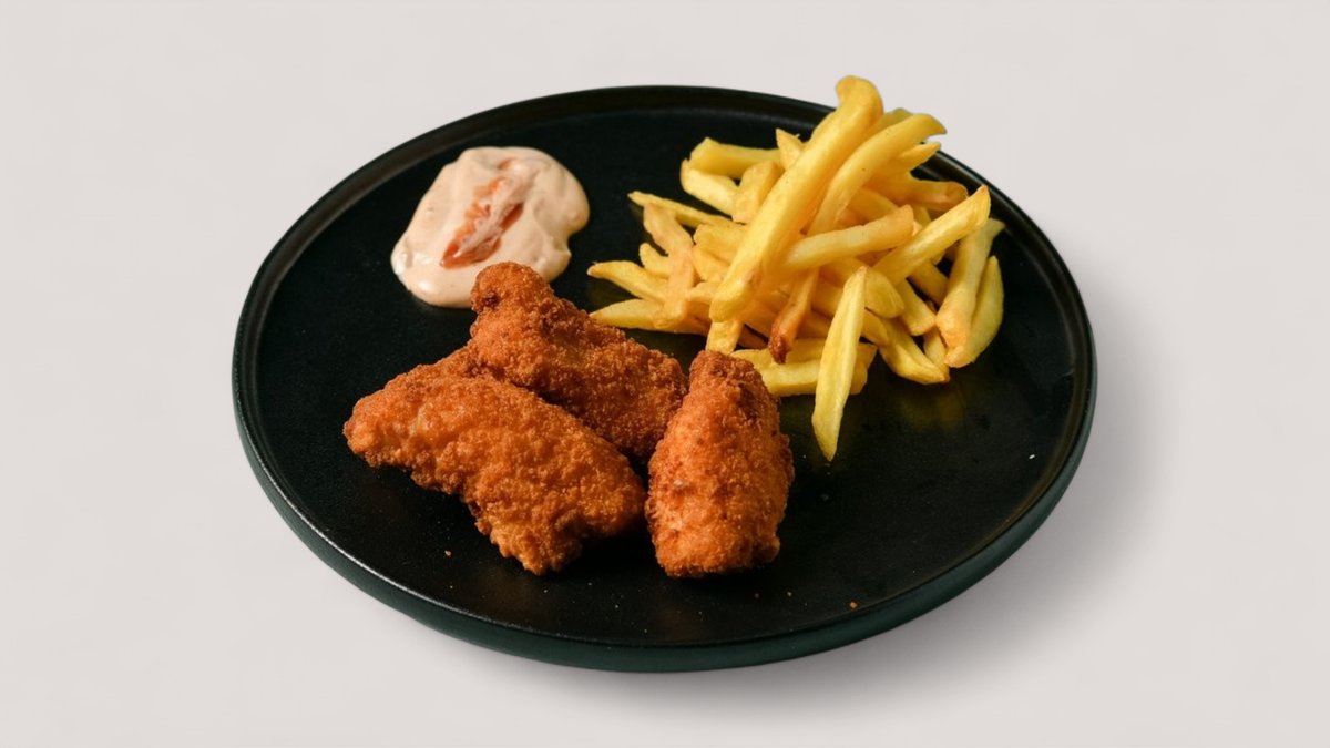 Chicken Fingers With Fries and Nachos