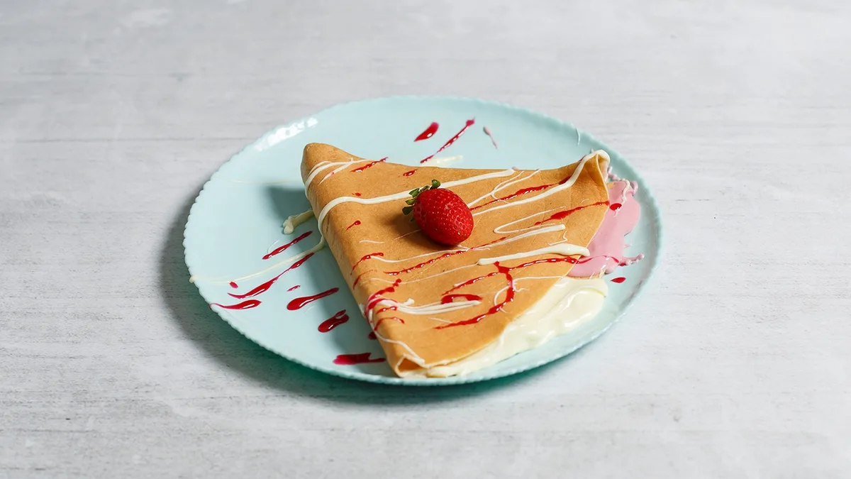 Strawberry Chocolate, White Chocolate and Biscuit Crepe