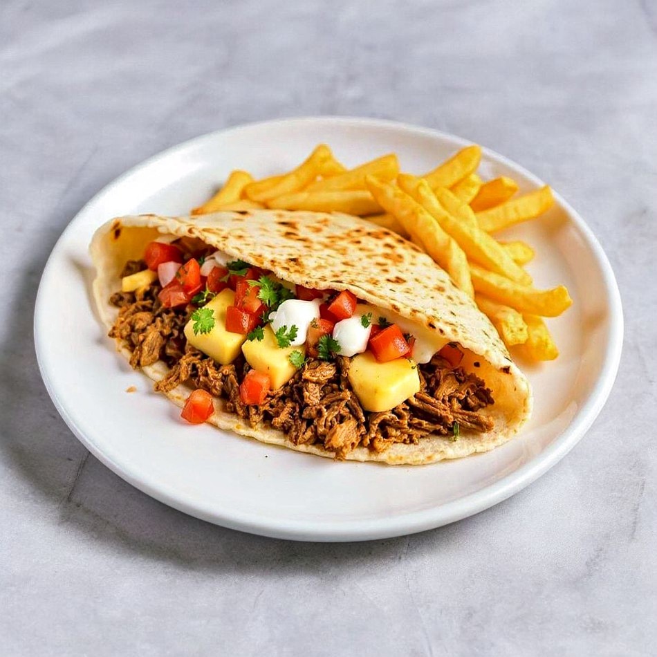 Quesadilla De Carne Con Papas Fritas