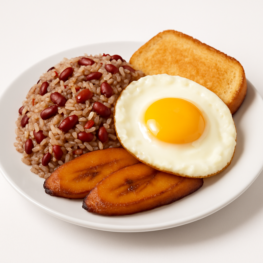 Gallo Pinto con un Huevo