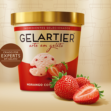 Gelato Gelartier Morango com Pedaços 473
