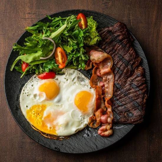 Prime steak and Eggs
