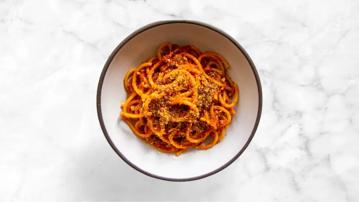 Sicilian Style Spaghetti with Toasted Breadcrumbs and Nuts