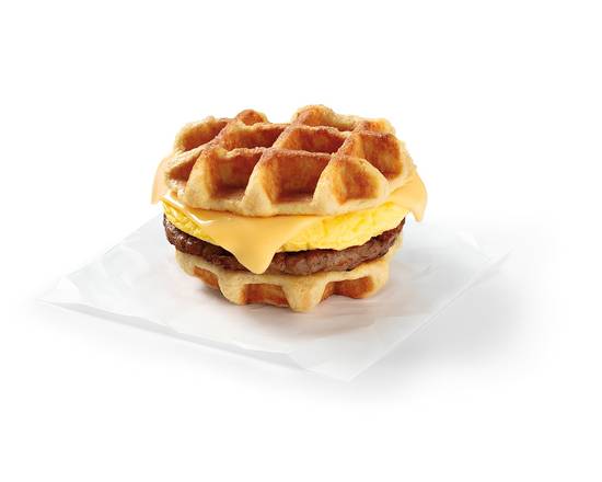 Sausage Egg and Cheese Waffle Sandwich
