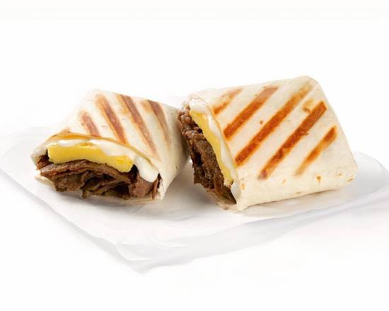 Steak, Egg, and Cheese Grilled Breakfast Wrap
