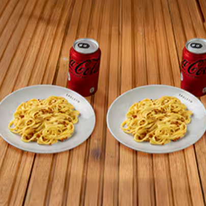 2 Fettuccine Carbonara + 2 Bebidas