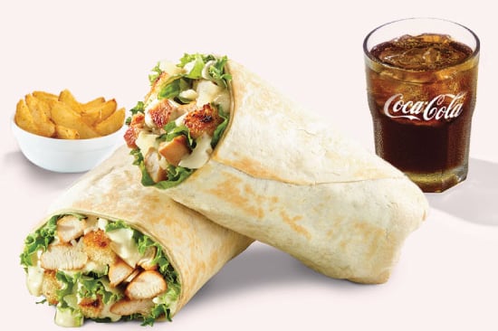 Wrap Pollo César +bebida +acompañamiento