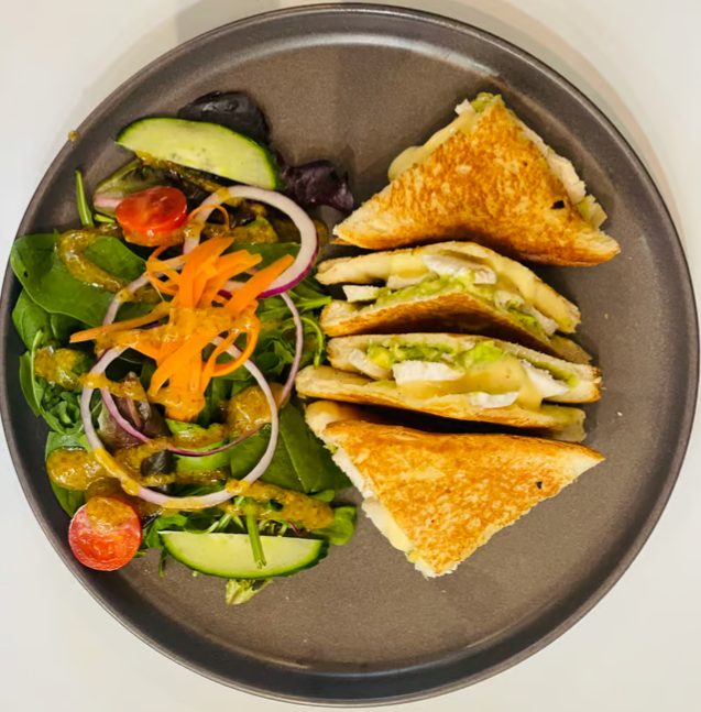 Chicken, Avocado and Camembert with side salad