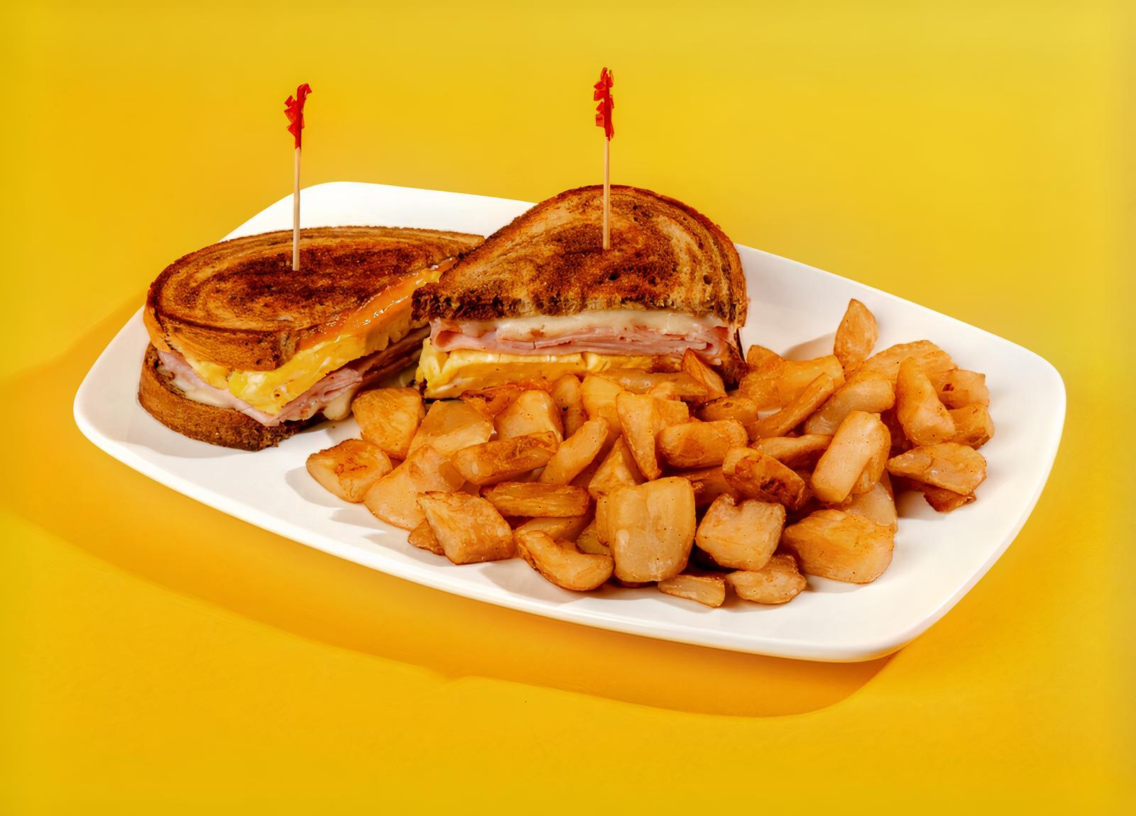 Shaved Ham and Egg Melt Sandwich