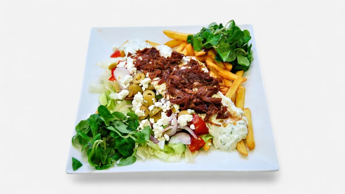 Tépett marha gyros tál