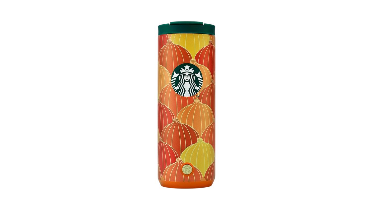 911171725 - Stainless Steel Tumbler with Orange Pumpkins 16oz