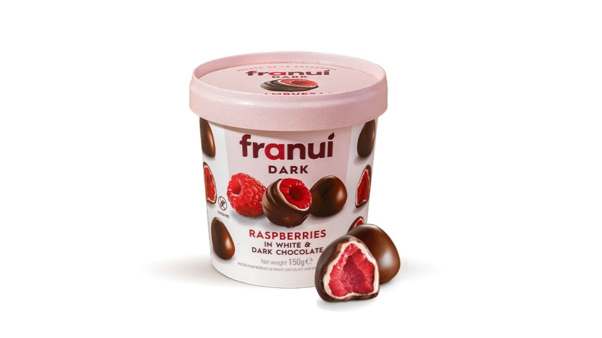 Franui - friss málna fehér és étcsokoládéval bevonva