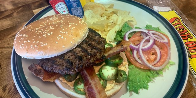 Jalapeño, Bacon and Cream Cheese Burger