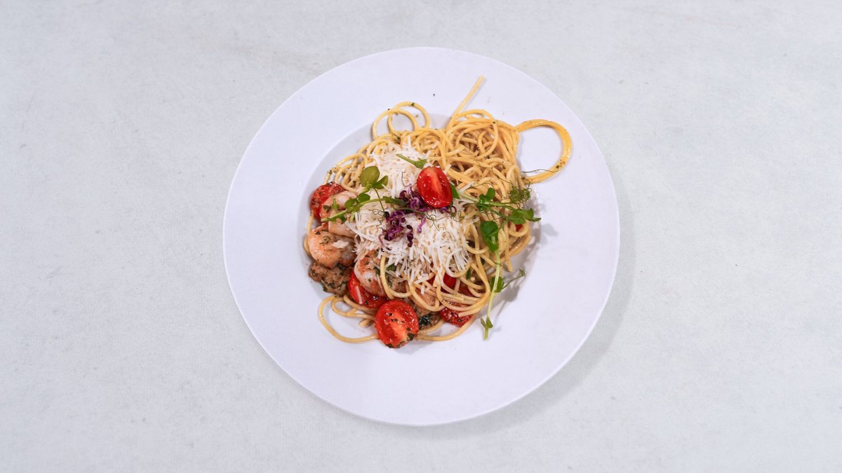 Spagetti aglio e olivo királyrákkal