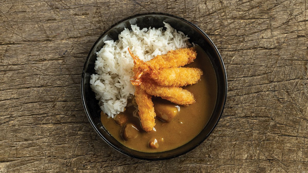 Ropogós panírozott rák, japán curryvel és párolt rizzsel (enyhén csípős)