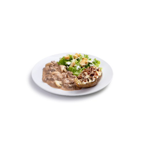 Strogonoff de Carne com Batata Assada