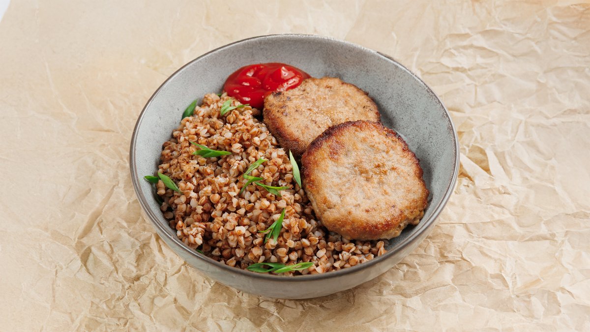 Homemade cutlet with buckwheat
