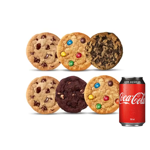 Combo Kit 6 Cookies + Coca-Cola sem Açúcar - 350ml