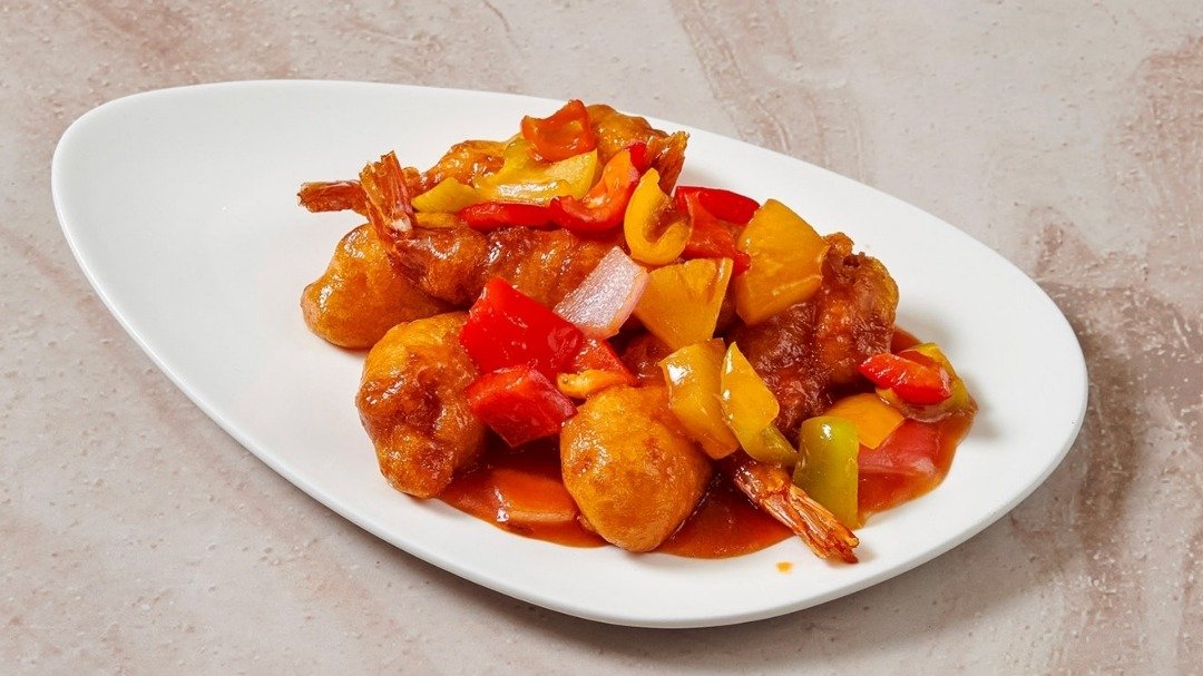 48) Prawn Sweet and Sour