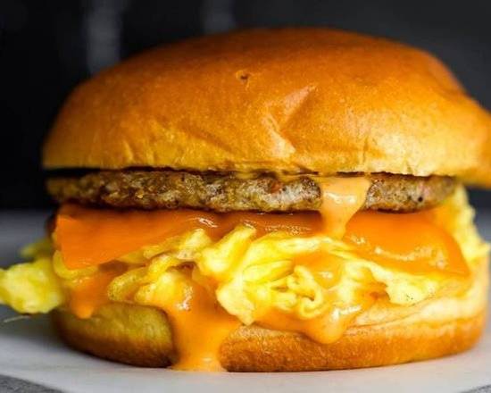 Brioche, Sausage, Egg, and Cheddar
