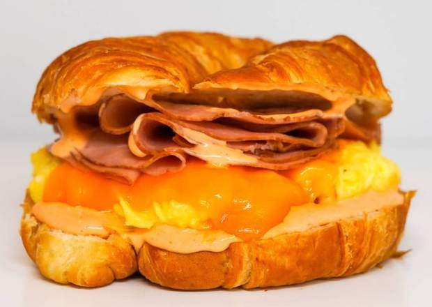 Croissant, Ham, Egg, and Cheddar