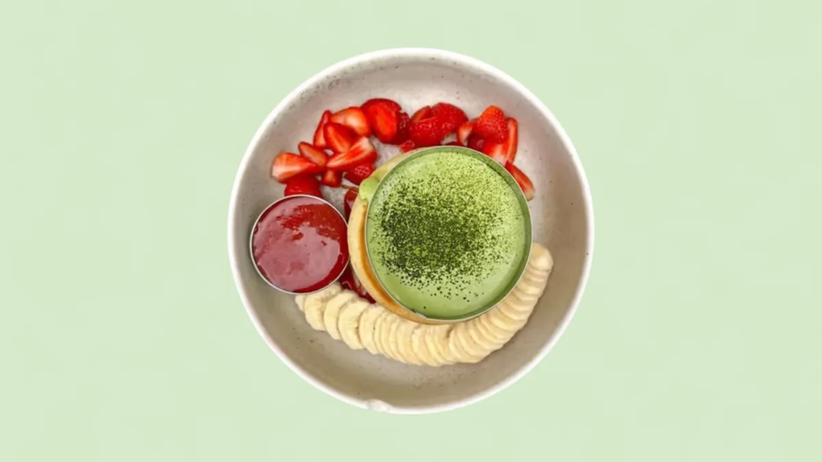 Matcha Strawberry Pancakes