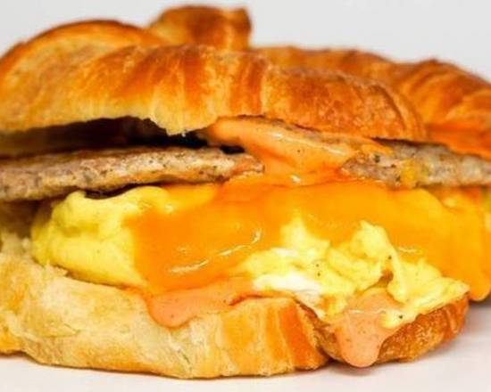 Croissant, Sausage, Egg and Cheddar