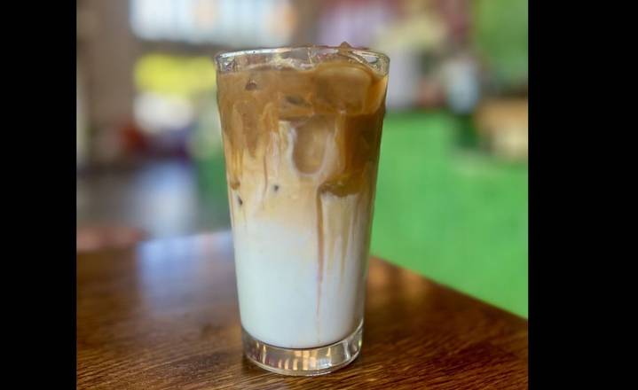 Shaken Caramel Iced Blacklight Macchiato