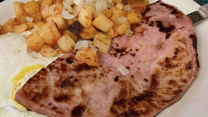 City-Smoked Ham Steak and Two Eggs