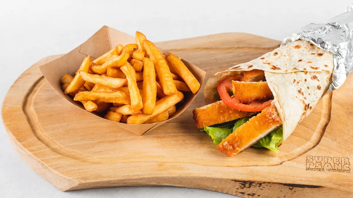 Tortilja s pohančkom in pomfri