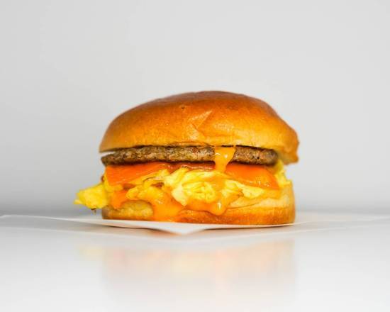 Brioche, Sausage, Egg, and Cheddar