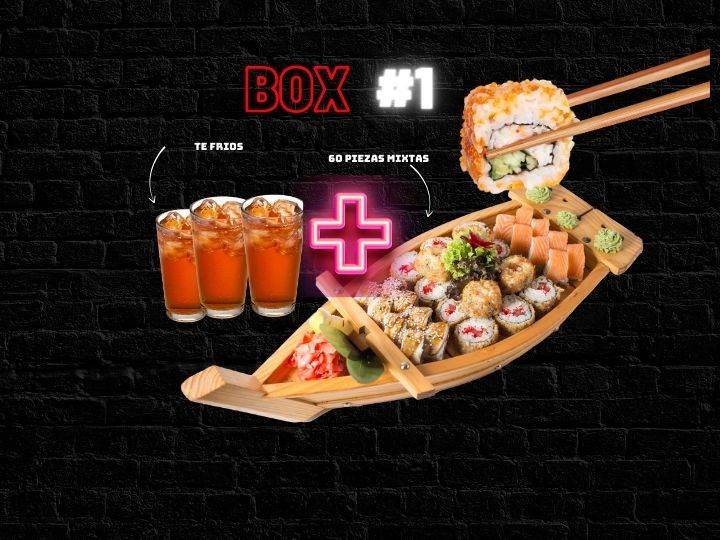 Combo Mega Box #1, Sushi 60 Pz, Té Frío