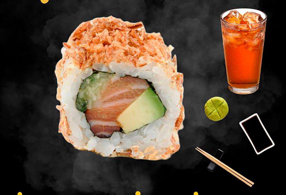 Combo Rollo Fish 10 Pz y Té Frío