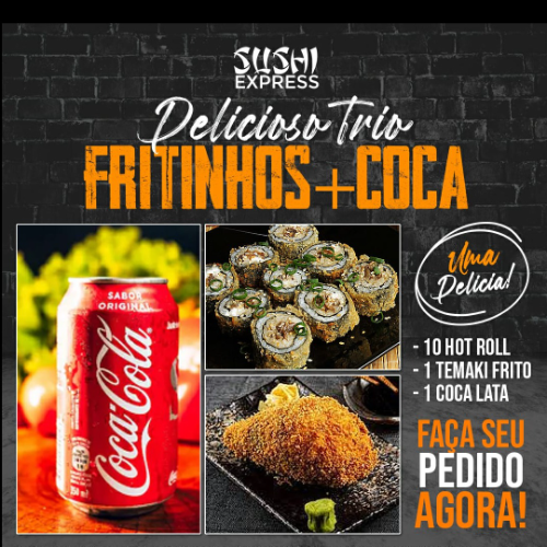Temaki Frito, Hot Roll e Coca-cola