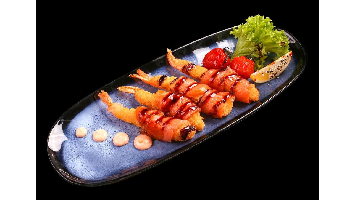 Creveti Tempura cu somon fume